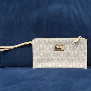 Michael Kors Tan Clutch Wristlet with Gold Hardware